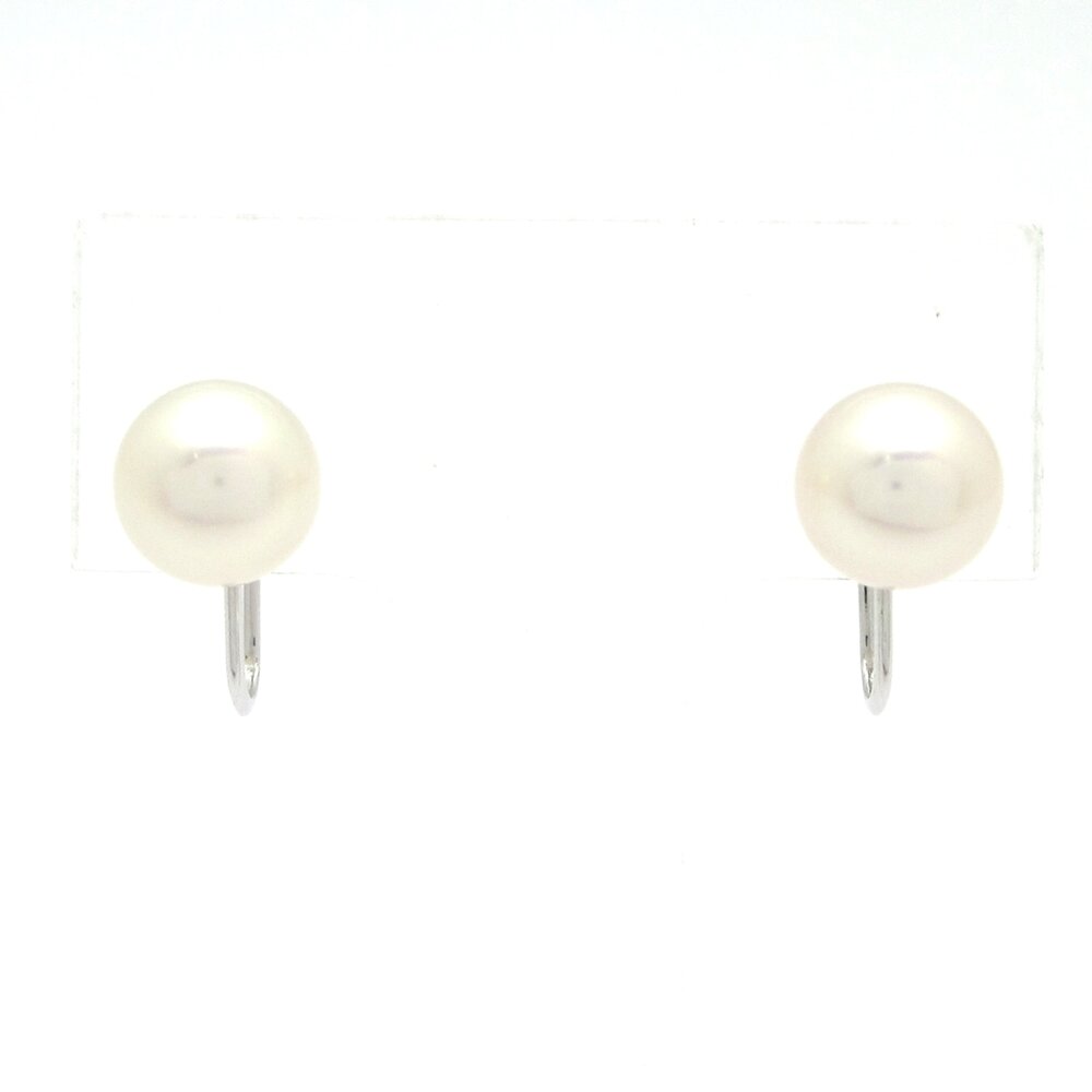 Mikimoto Clip On Earrings 18K White Gold White Pearl